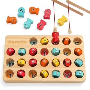 Coogam Wooden Magnetic Alphabet Fishing Game